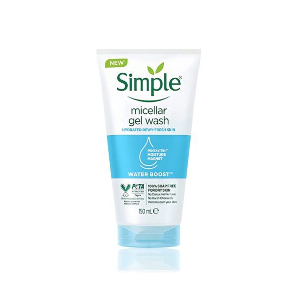 simple water boost micellar facial gel wash for dry skin (150ml)
