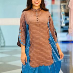 corsair blue print jaccquard cotton kurti