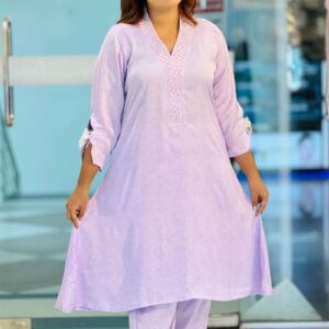 light lavender samu silk printed co ords