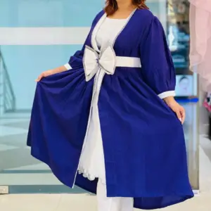 purple jacquard & white rayon silk pattern three pieces gown