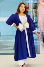 purple jacquard & white rayon silk pattern three pieces gown