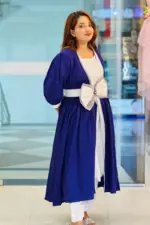 purple jacquard & white rayon silk pattern three pieces gown
