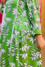 parrot green color makhon silk printed co ords