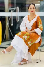 burnt umber jacquard cotton shalwar suit