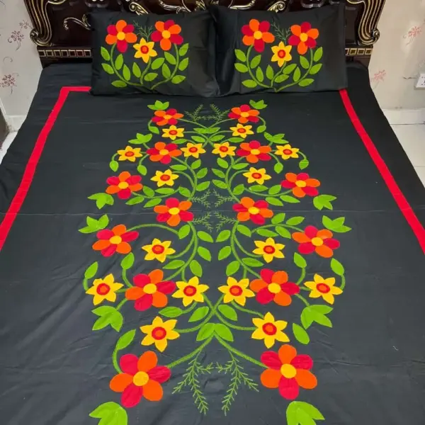 applique bed sheet 72
