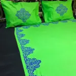 applique with hand embroidery bed sheet set 3