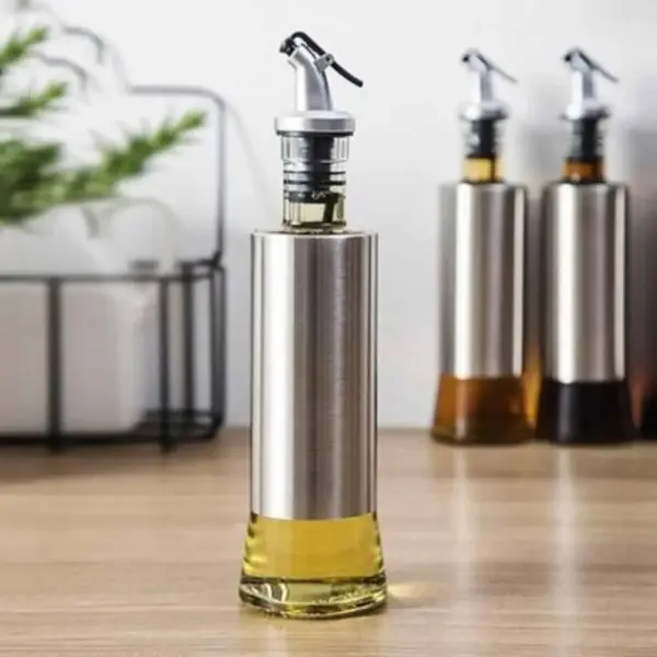 oil dispenser glass and stainless steel bottle 500 ml