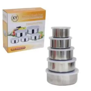 stainless steel food box with food grade plastic cover 5 pieces