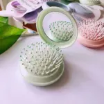cute girl portable mirror with hair brush