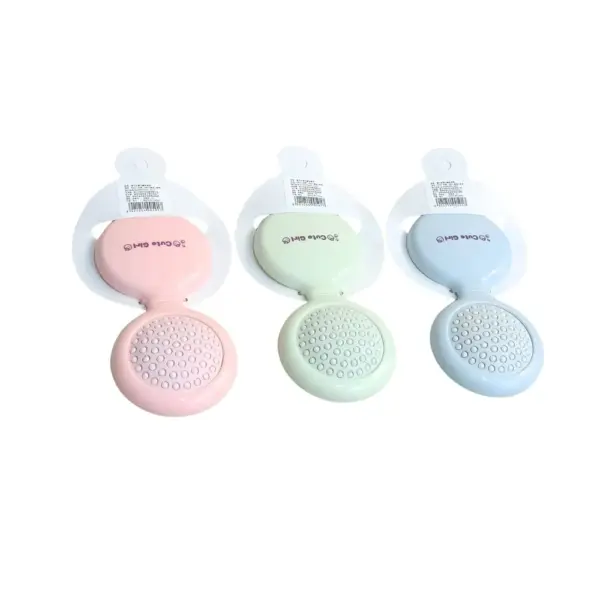 cute girl portable mirror with hair brush