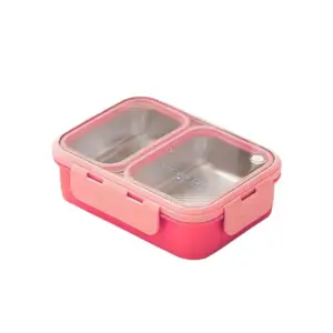 laxson leak proof 2 compartment stainless steel lunch box (700 ml)