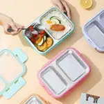 laxson leak proof 2 compartment stainless steel lunch box (700 ml)