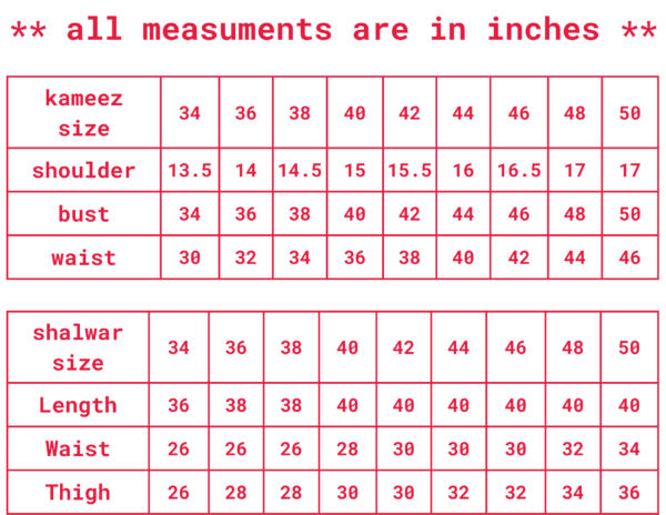 shalwar suit measurement guide