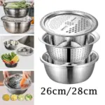 3 in 1 multifunctional stainless steel grating basin