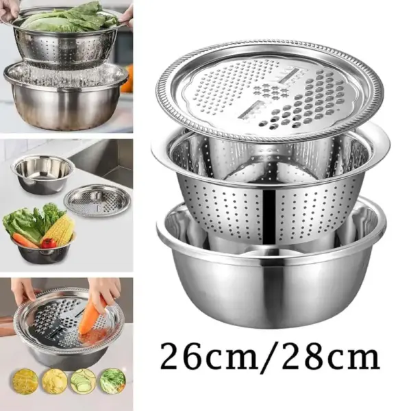 3 in 1 multifunctional stainless steel grating basin