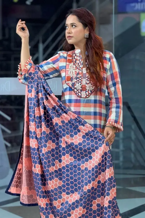multi colour cotton hand embroidered shalwar suit