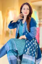 sea green cotton embroidered shrug set