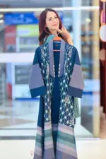 sea green cotton embroidered shrug set