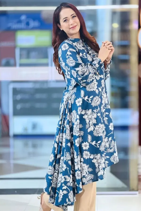 blue jacquard cotton frock