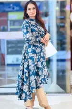 blue jacquard cotton frock