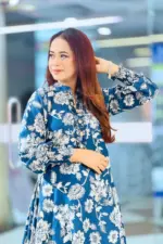 blue jacquard cotton frock