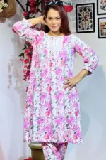 white color printed viscose co ords