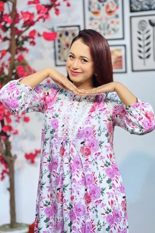 white color printed viscose co ords
