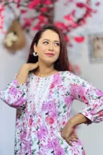 white color printed viscose co ords