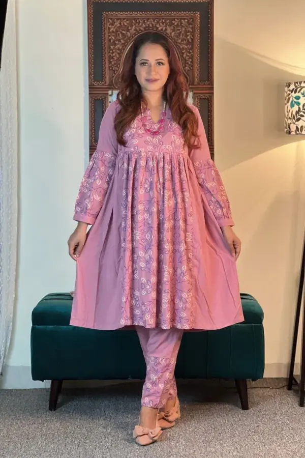 mauve pink colour viscose co ords with sp