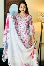 spring cotton machine embroidered stitched shalwar suit