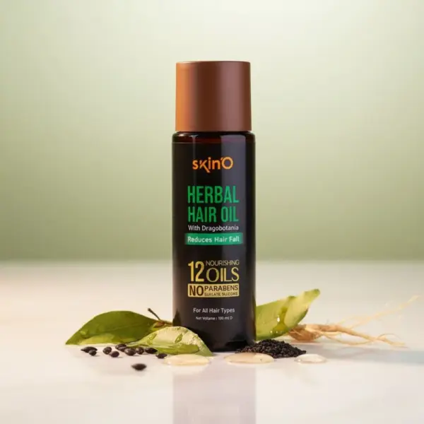 skin'o herbal hair oil with dragobotania reduces hair fall 100ml