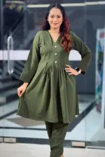 olive color china fabric co ords