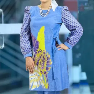 royal bluish denim chembray screen printed co ords