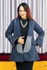 navy blue colour obby fabric jacket