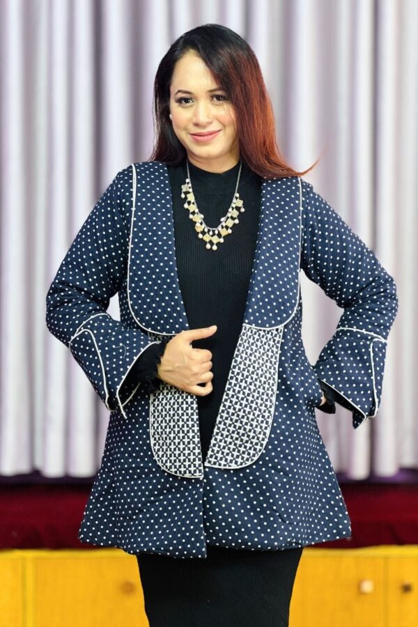 navy blue colour obby fabric jacket