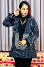 navy blue colour obby fabric jacket