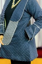 navy blue colour obby fabric jacket