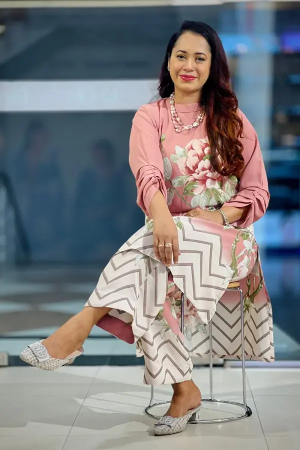 off white & mauve pink georgette co ords set