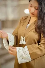 brown & white jacquard screen printed co ords