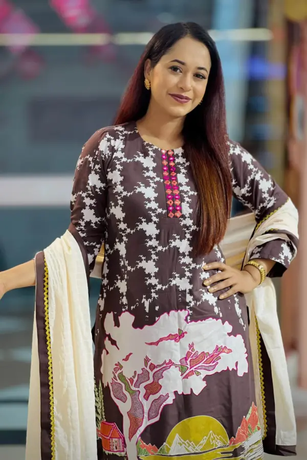 chocolate & cream colour salwar suit kids’ panjabi only