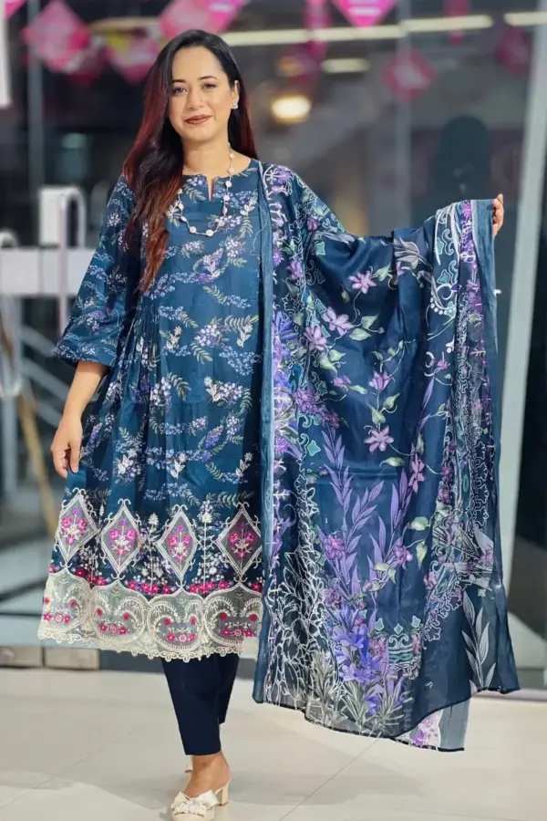 spring cotton machine embroidered salwawr suit