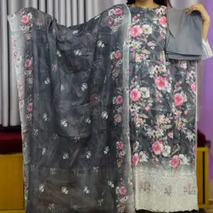 spring cotton machine embroidered & sequence salwar suit 5
