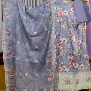 spring cotton machine embroidered & sequence salwar suit 4