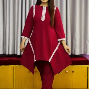 maroon colour chaina fabric co ords