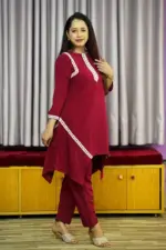 maroon colour chaina fabric co ords