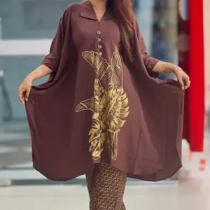 coffee colour viscose screen printed co ords
