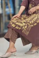 coffee colour viscose screen printed co ords