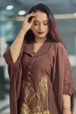 coffee colour viscose screen printed co ords
