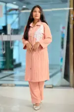 peach colour cy micro fabric co ord set