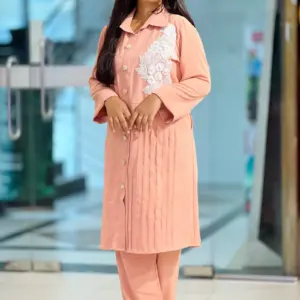 peach colour cy micro fabric co ord set